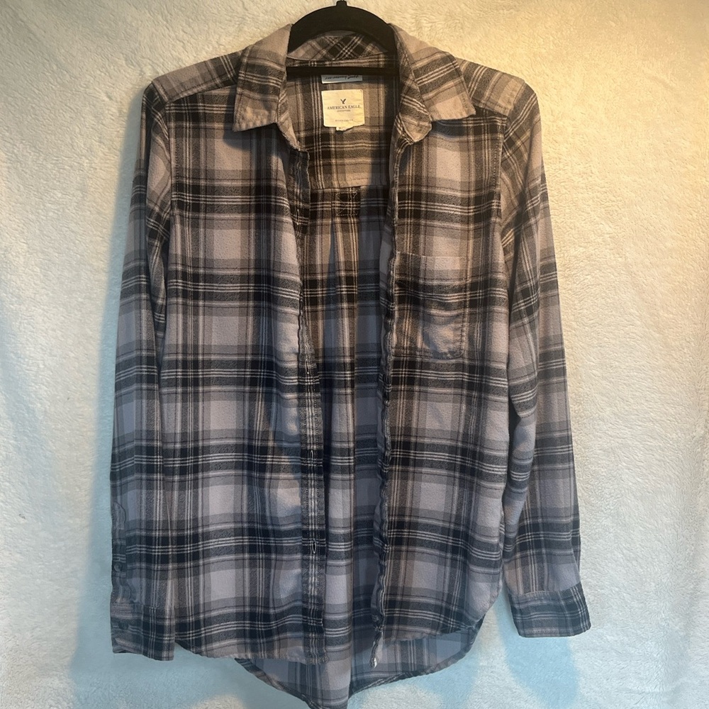 American Eagle Outfitters flannel black and gray BOYFRIEND FIT XS